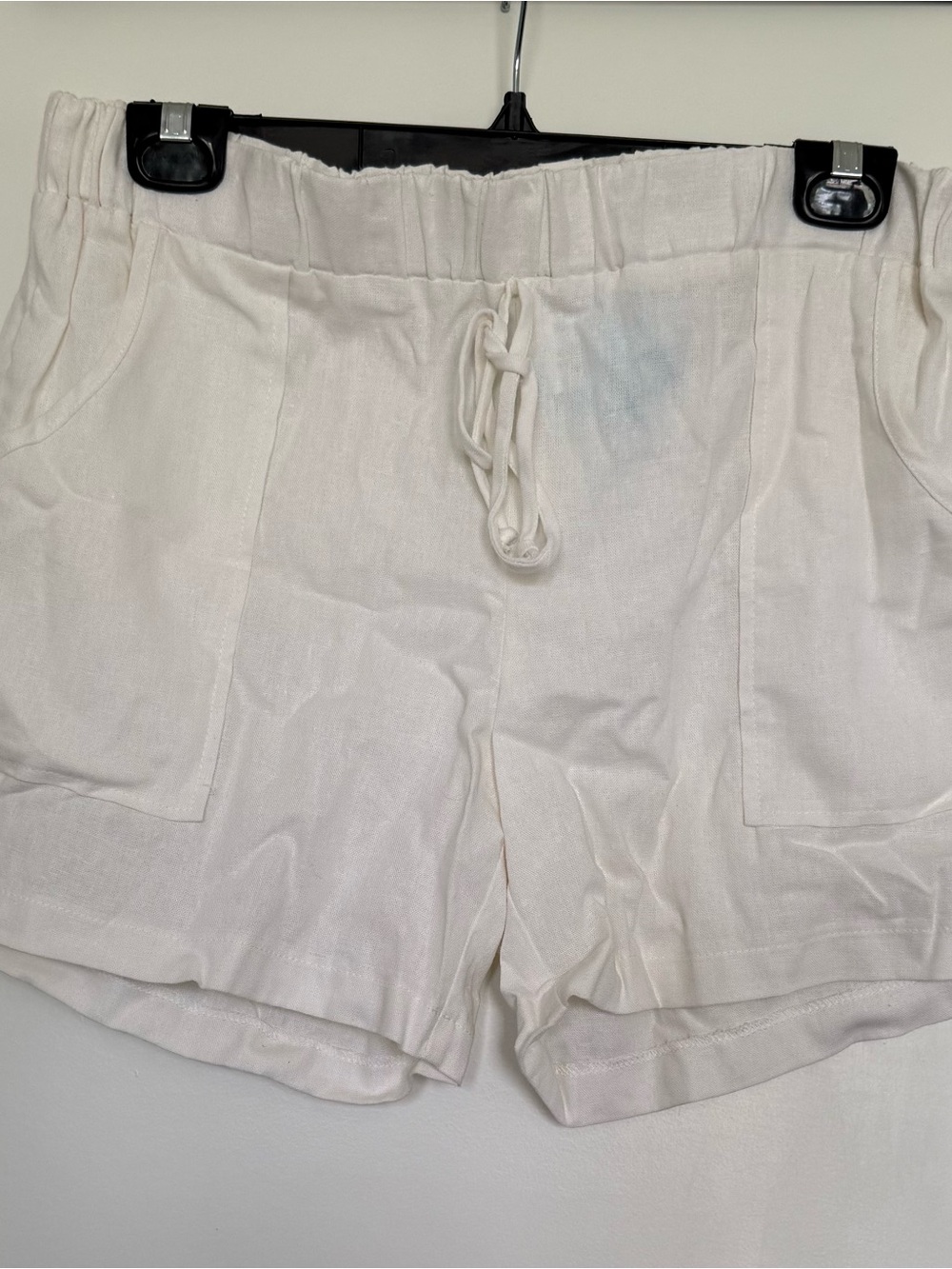 Women’s Elastic Drawstring Linen-Blend Shorts - Cream